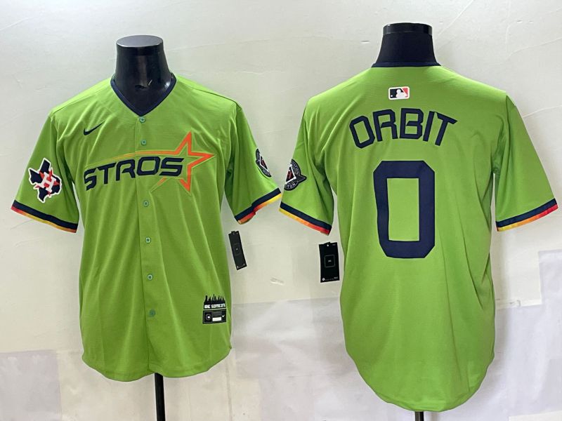 Men 2025 Houston Astros #0 Orbit Green Three generations Joint Name Nike MLB Jersey style 8